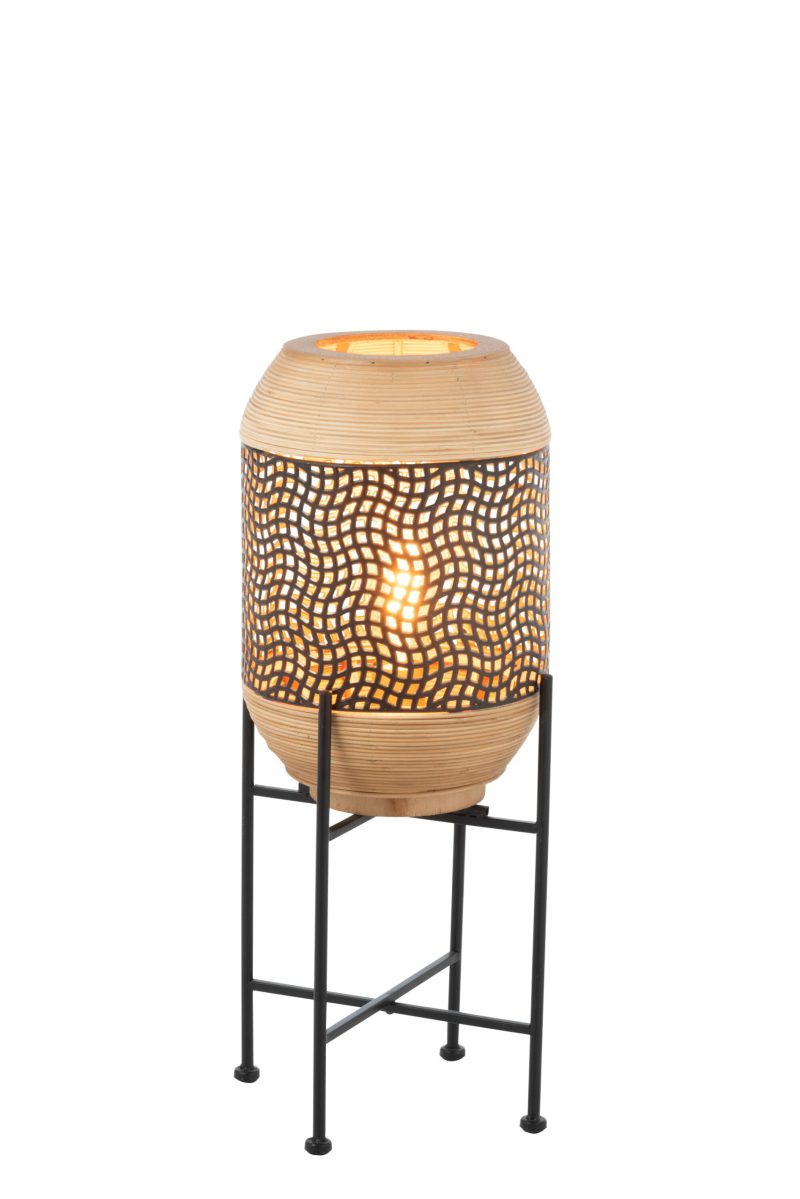 Rustieke houten tafellamp metalen frame Jolipa Spirit - Afbeelding 4
