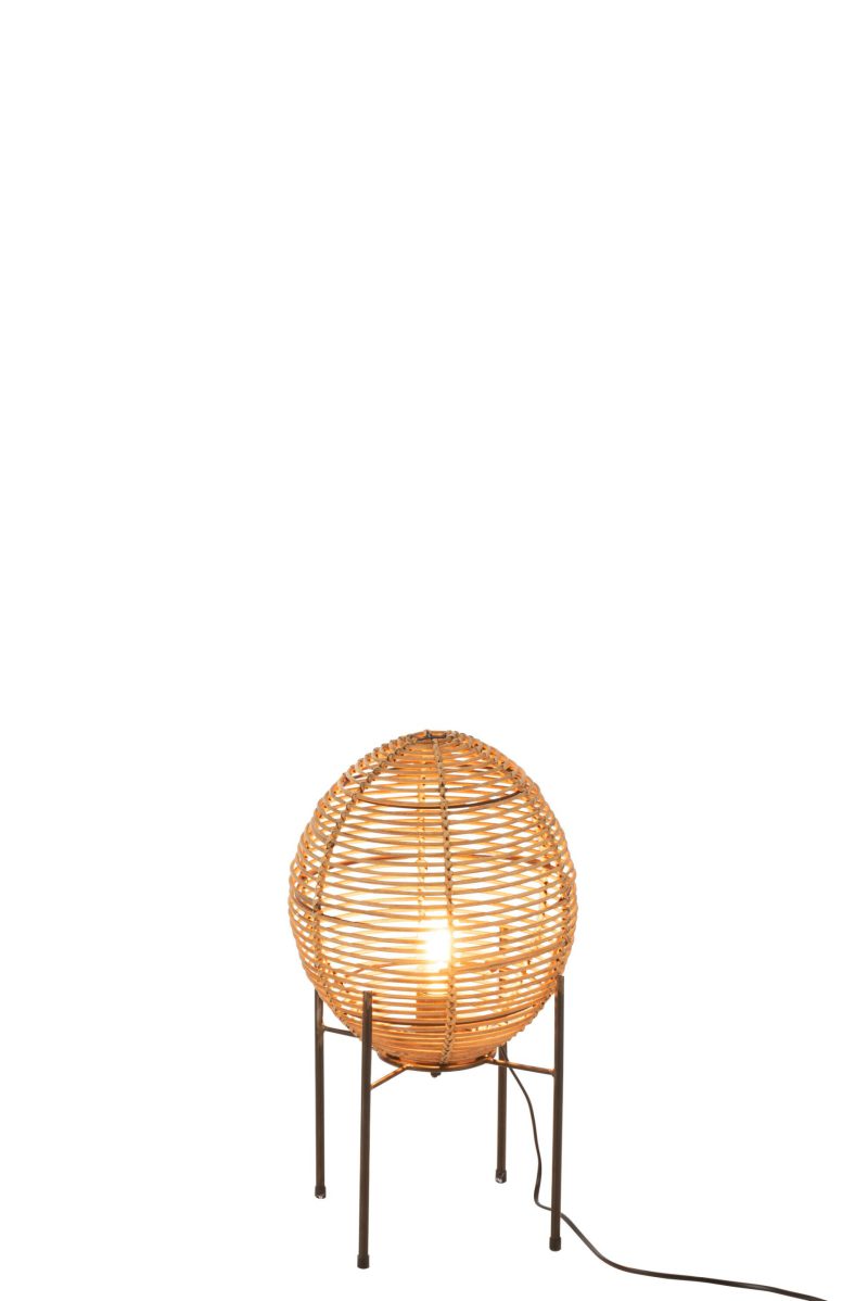Rustieke houten tafellamp metalen onderstel Jolipa Chip - Afbeelding 3