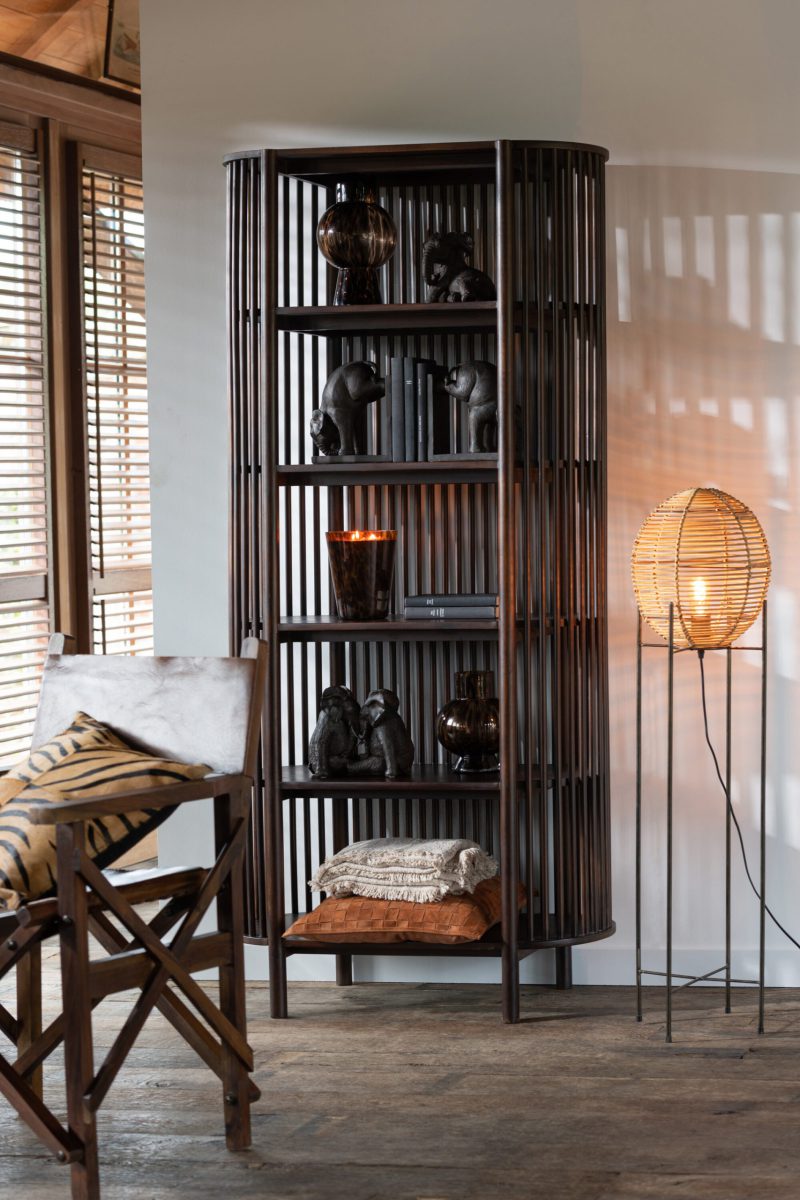 Rustieke houten vloerlamp met zwart Jolipa Callie - Afbeelding 3