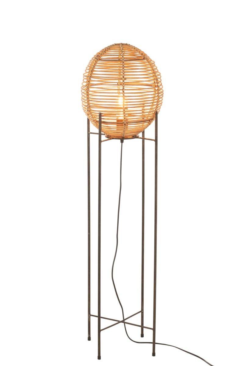Rustieke houten vloerlamp met zwart Jolipa Callie - Afbeelding 4