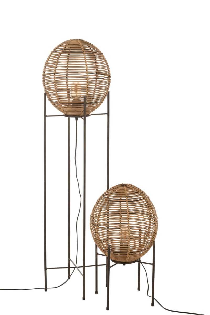 Rustieke houten vloerlamp met zwart Jolipa Callie - Afbeelding 6