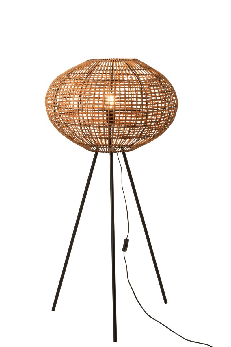 Rustieke houten vloerlamp met zwart Jolipa Jacky - Afbeelding 3
