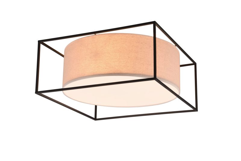Rustieke plafondlamp zwart met wit Ross - Afbeelding 2
