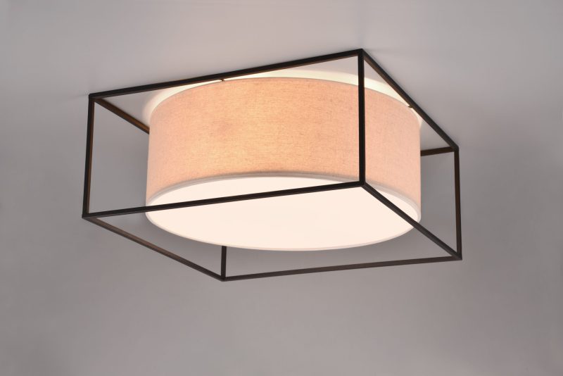 Rustieke plafondlamp zwart met wit Ross - Afbeelding 3
