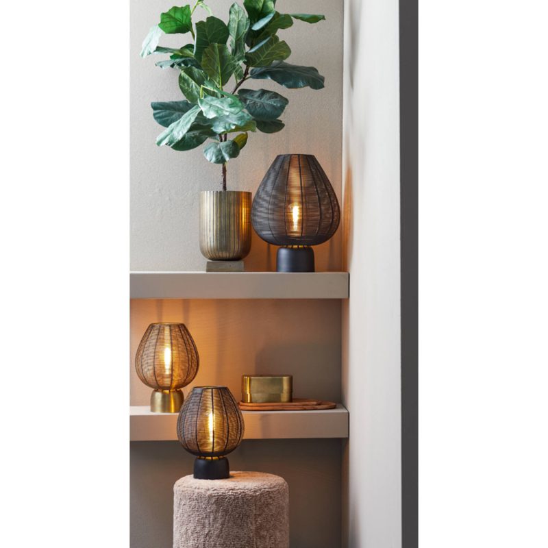 Rustieke ronde zwarte tafellamp Light & Living Suneko - Afbeelding 3