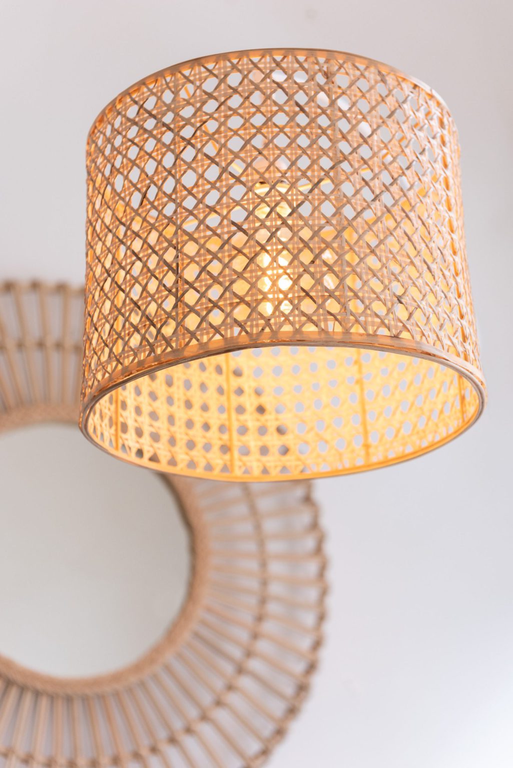 Rustieke rotan vloerlamp met wit Jolipa Roma - Afbeelding 4