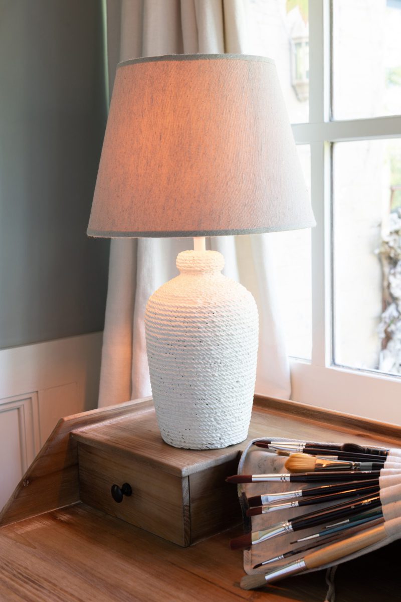 Rustieke wit met beige tafellamp Jolipa Esmee - Afbeelding 3