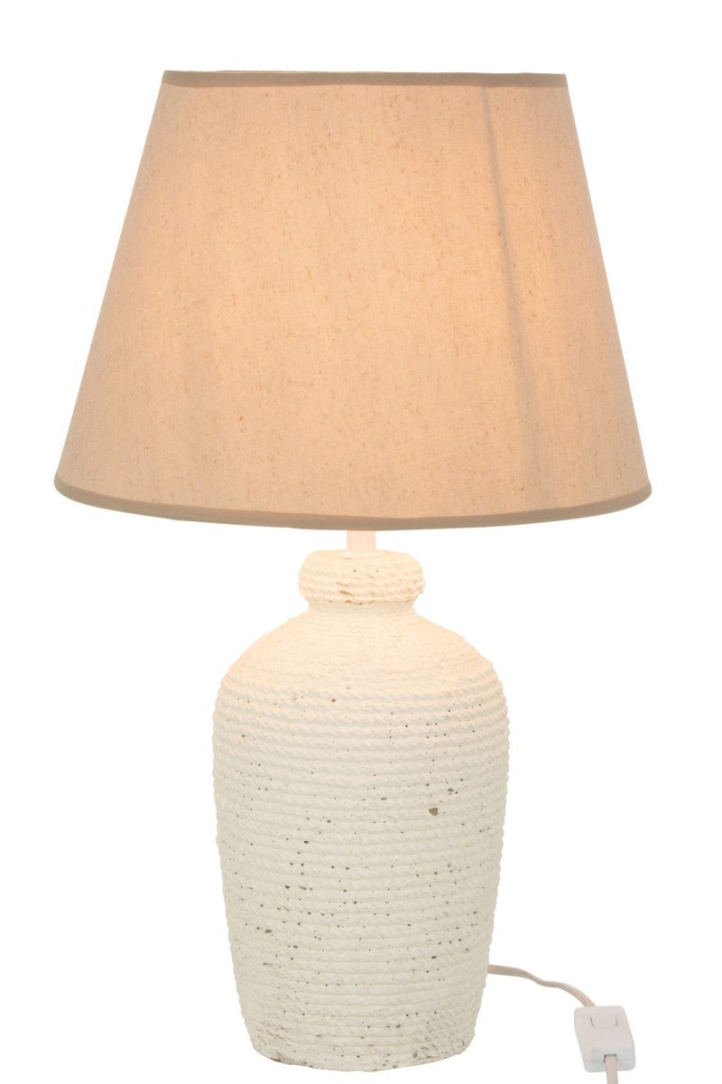 Rustieke wit met beige tafellamp Jolipa Esmee - Afbeelding 4