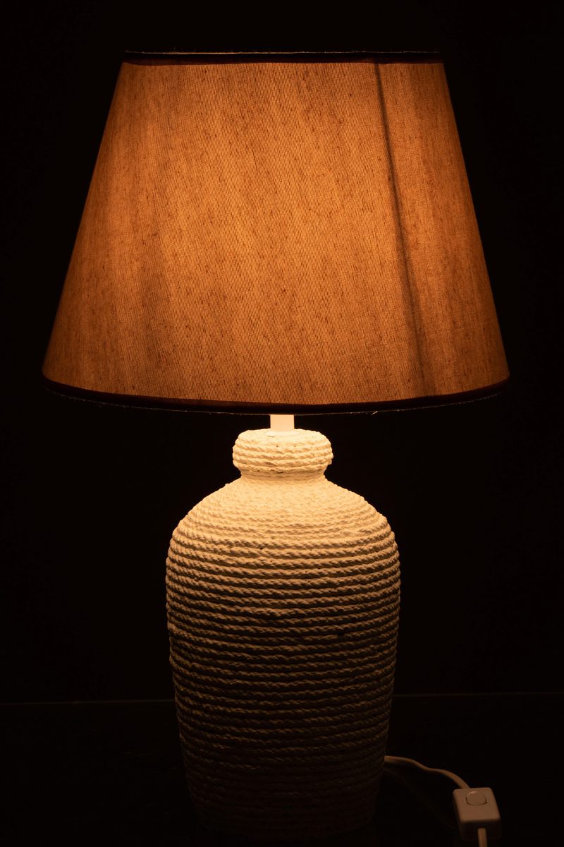 Rustieke wit met beige tafellamp Jolipa Esmee - Afbeelding 5