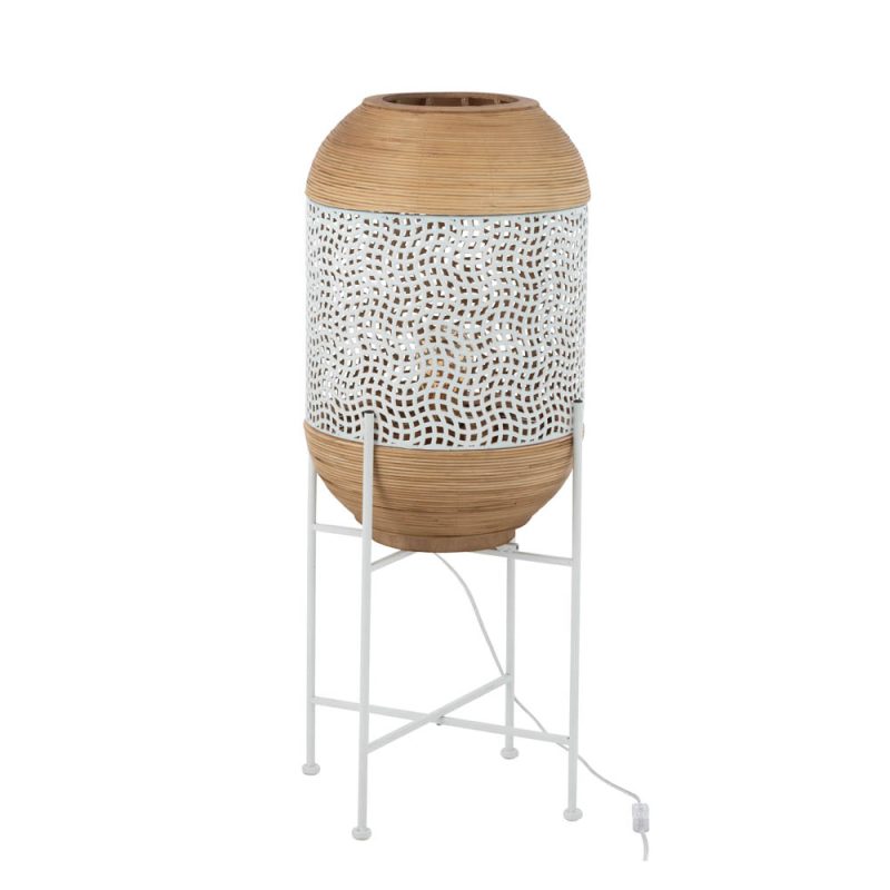 Rustieke wit met houten tafellamp Jolipa Spirit - Afbeelding 2
