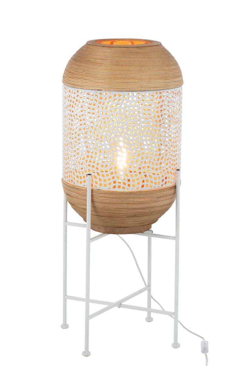 Rustieke wit met houten tafellamp Jolipa Spirit - Afbeelding 3