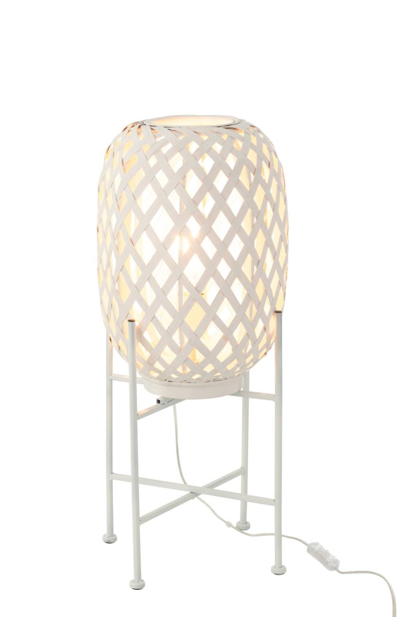 Rustieke witte houten tafellamp Jolipa Polly - Afbeelding 3