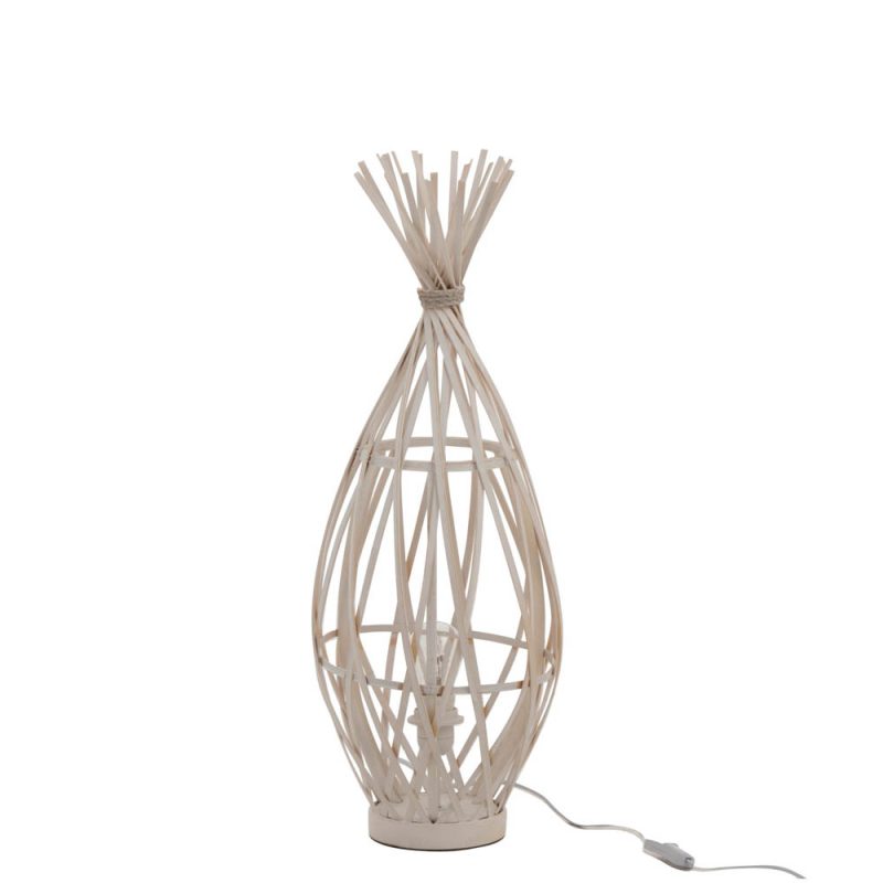Rustieke witte rotan tafellamp Jolipa Ibiza - Afbeelding 2