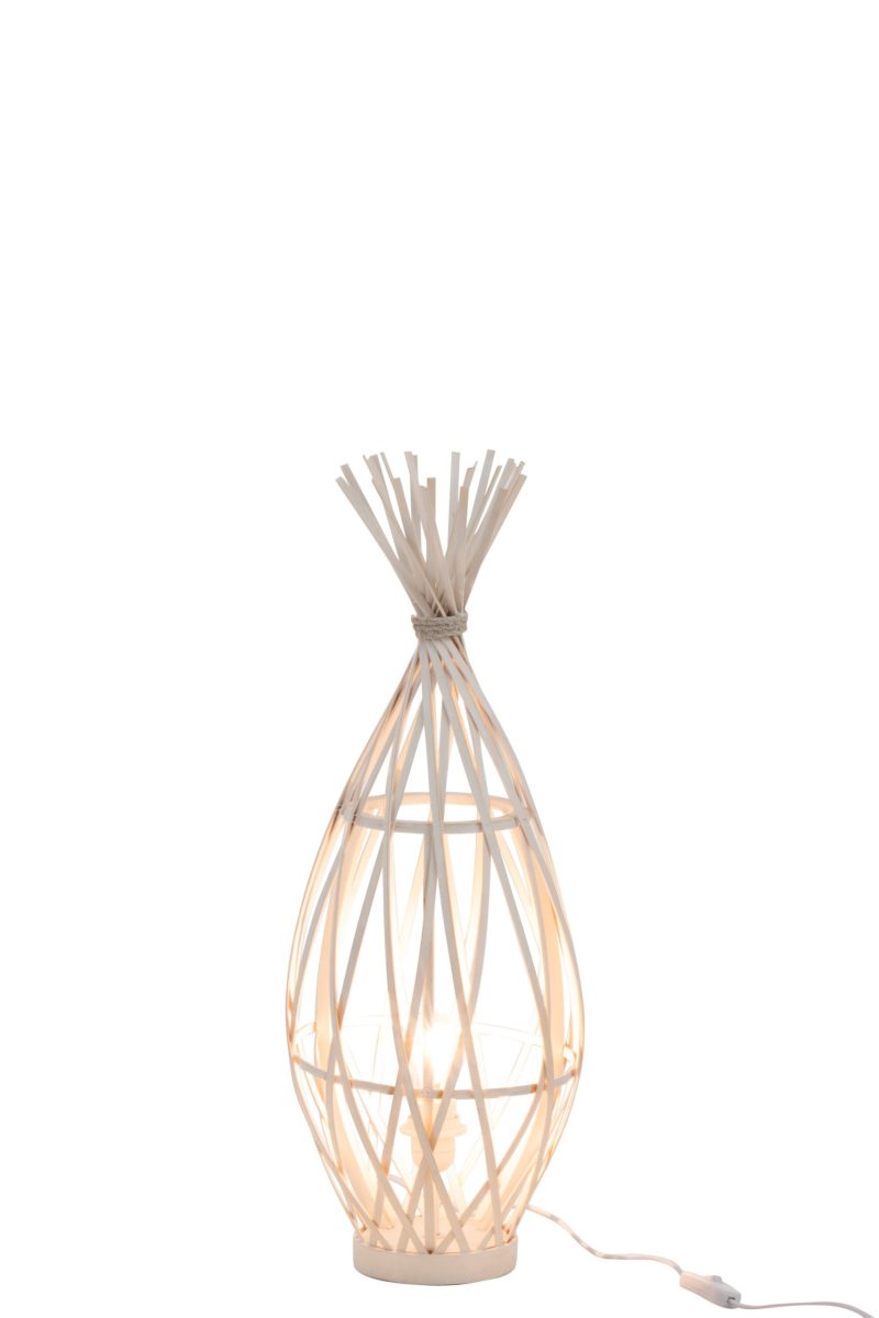 Rustieke witte rotan tafellamp Jolipa Ibiza - Afbeelding 3