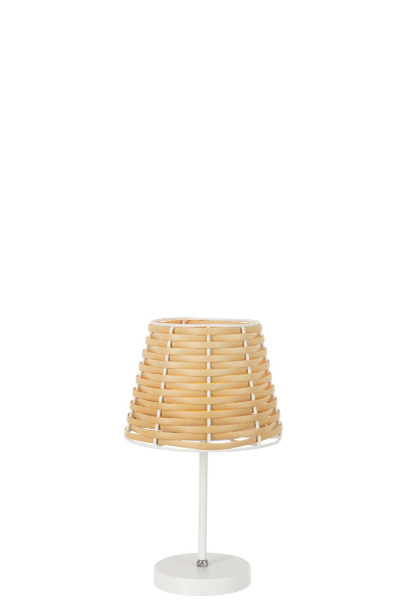 Rustieke witte tafellamp gevlochten hout Jolipa Francis - Afbeelding 4