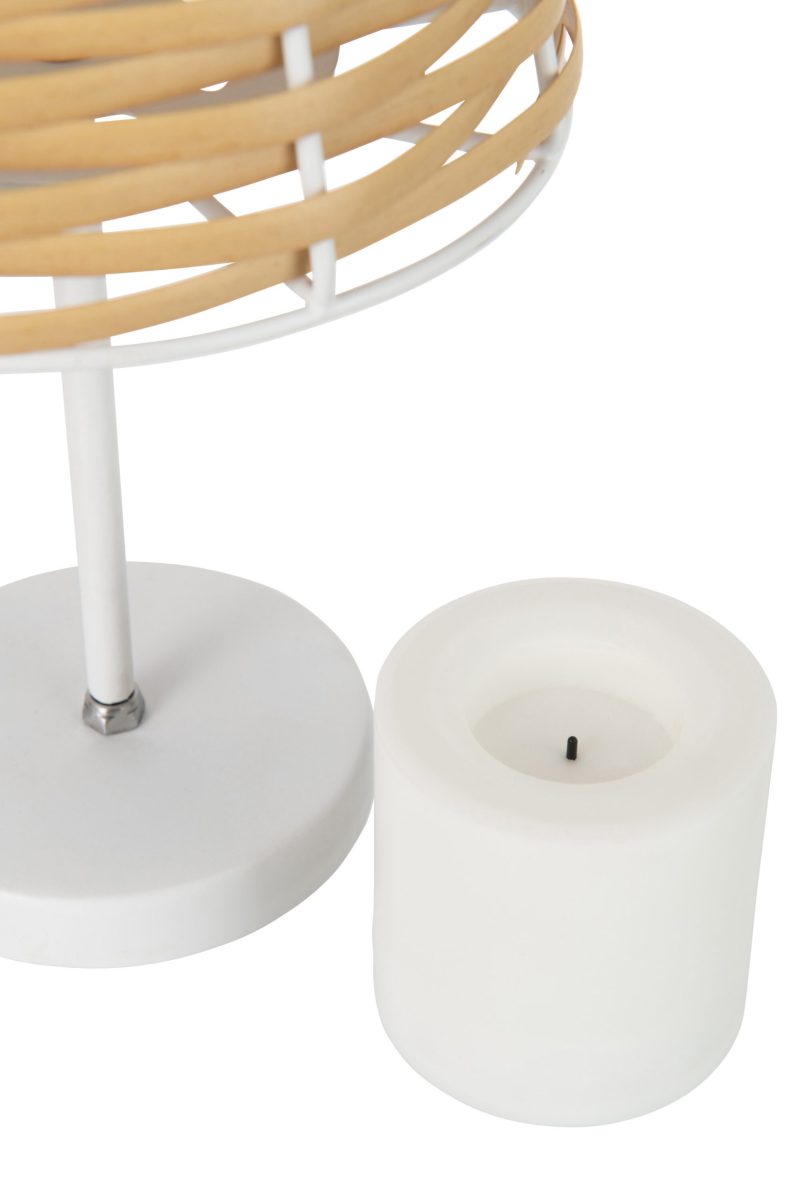 Rustieke witte tafellamp gevlochten hout Jolipa Francis - Afbeelding 6