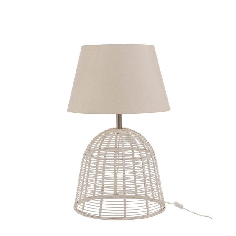 Rustieke witte tafellamp met hout Jolipa Britt - Afbeelding 2