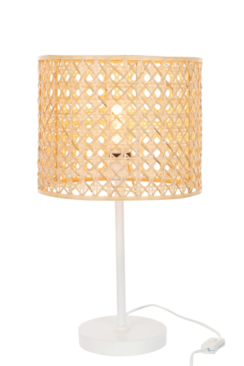 Rustieke witte tafellamp met hout Jolipa Roma - Afbeelding 3