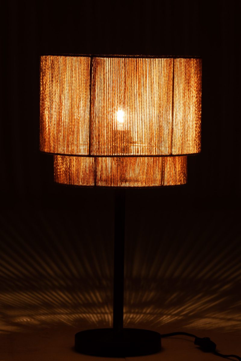 Rustieke zwart met beige tafellamp Jolipa Naia - Afbeelding 5