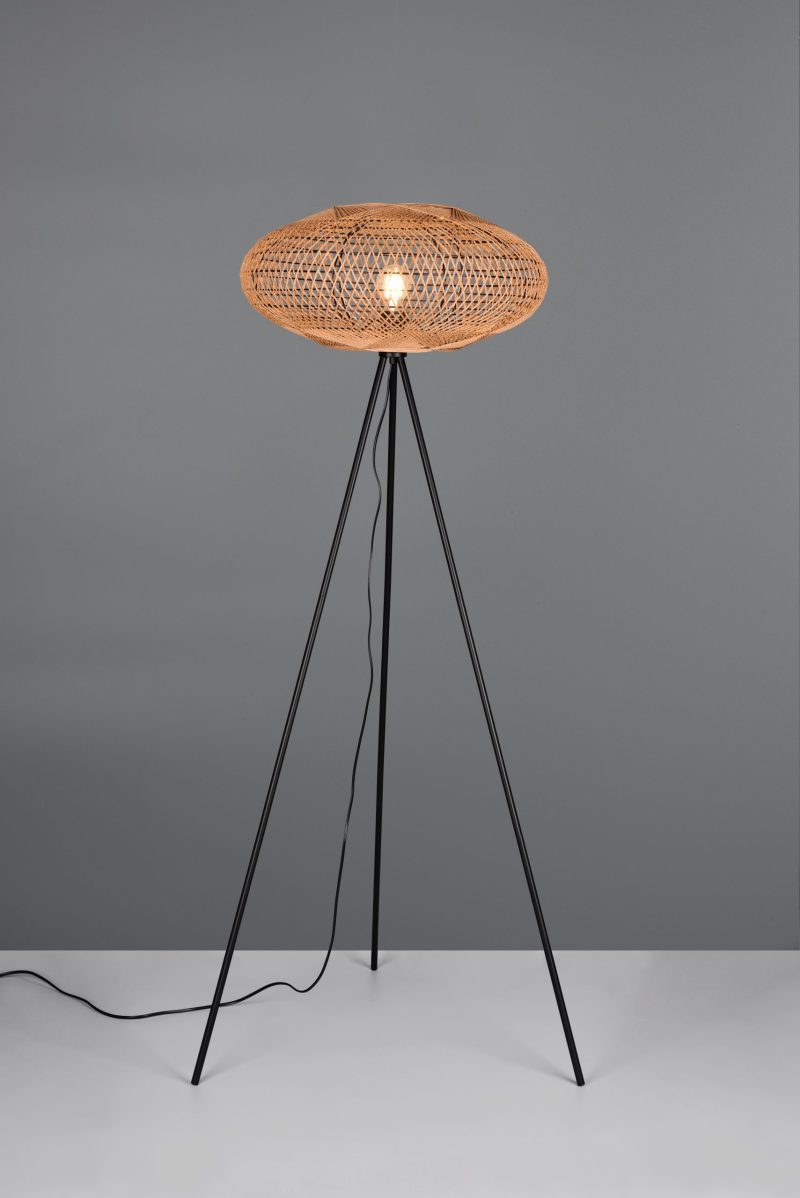 Rustieke zwart met houten vloerlamp Hedda - Afbeelding 3