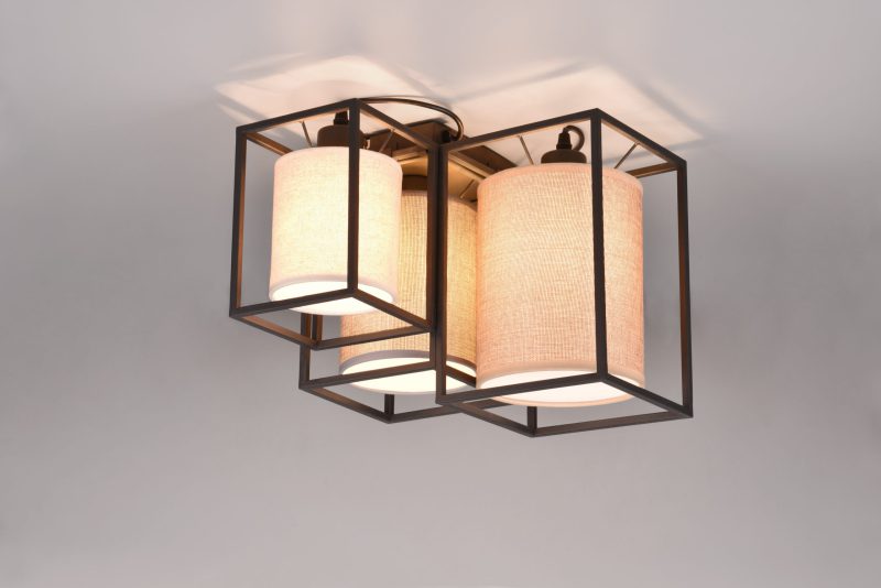 Rustieke zwart met witte plafondlamp Ross - Afbeelding 3