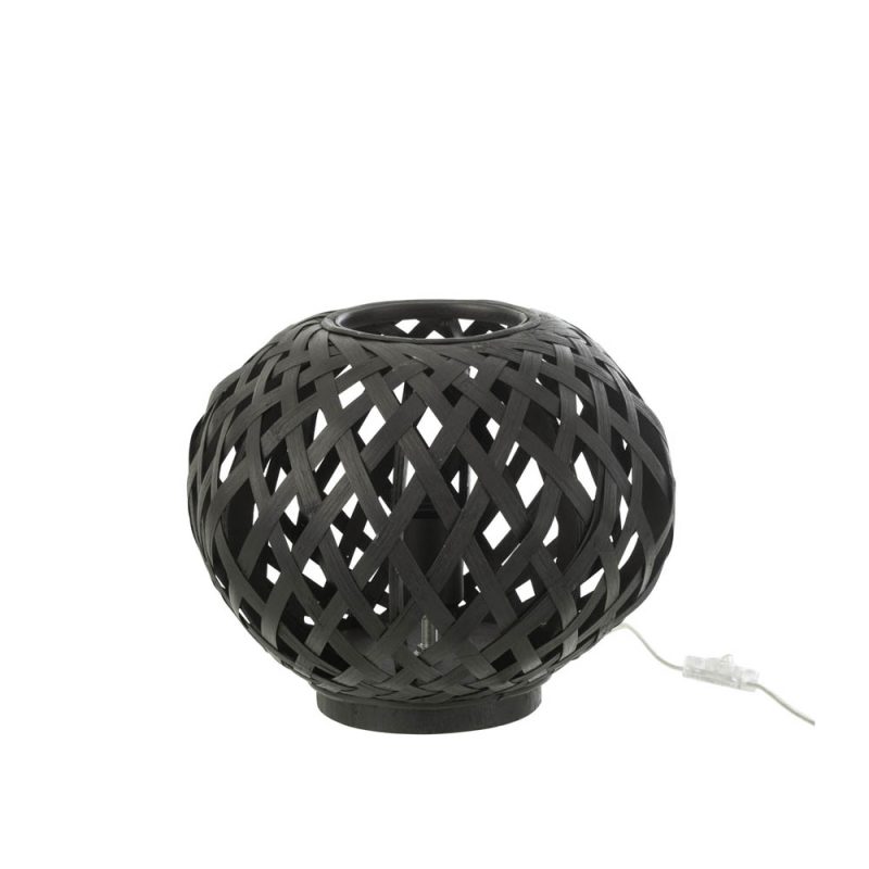 Rustieke zwarte houten ronde tafellamp Jolipa Rosa - Afbeelding 2