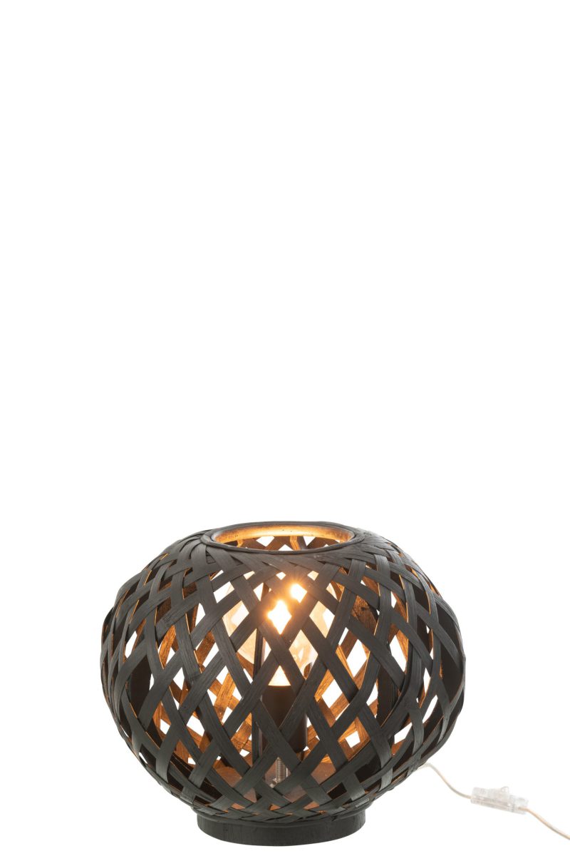 Rustieke zwarte houten ronde tafellamp Jolipa Rosa - Afbeelding 3