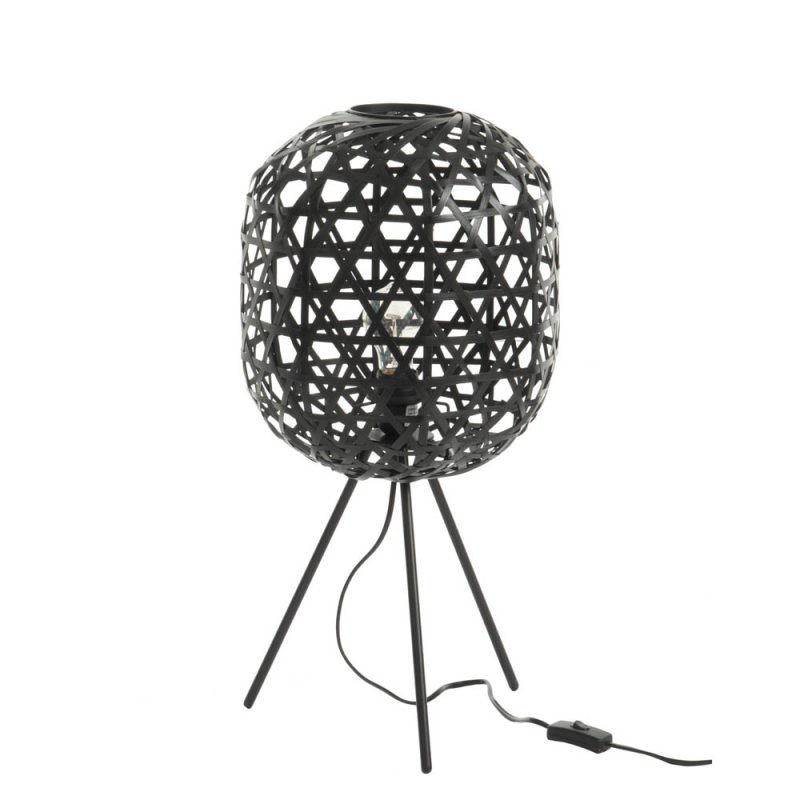 Rustieke zwarte houten tafellamp Jolipa Lexi - Afbeelding 2