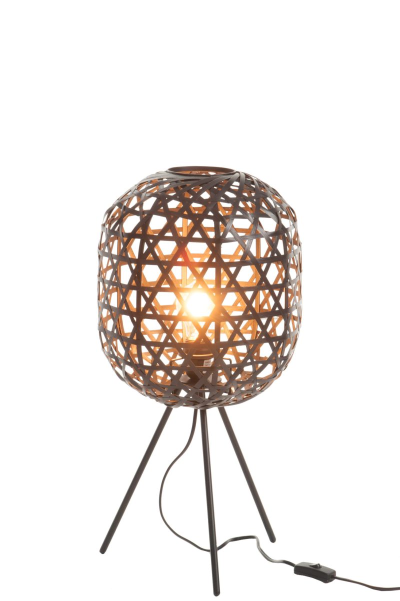 Rustieke zwarte houten tafellamp Jolipa Lexi - Afbeelding 3