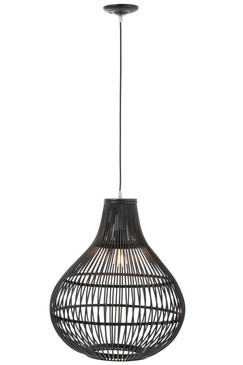 Rustieke zwarte rotan hanglamp Jolipa Bars - Afbeelding 3
