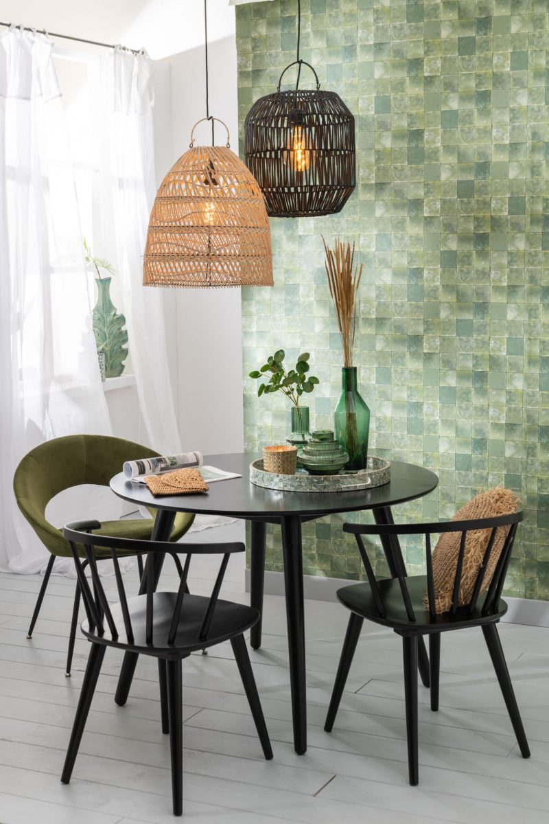 Rustieke zwarte rotan tafellamp Jolipa Maya - Afbeelding 2
