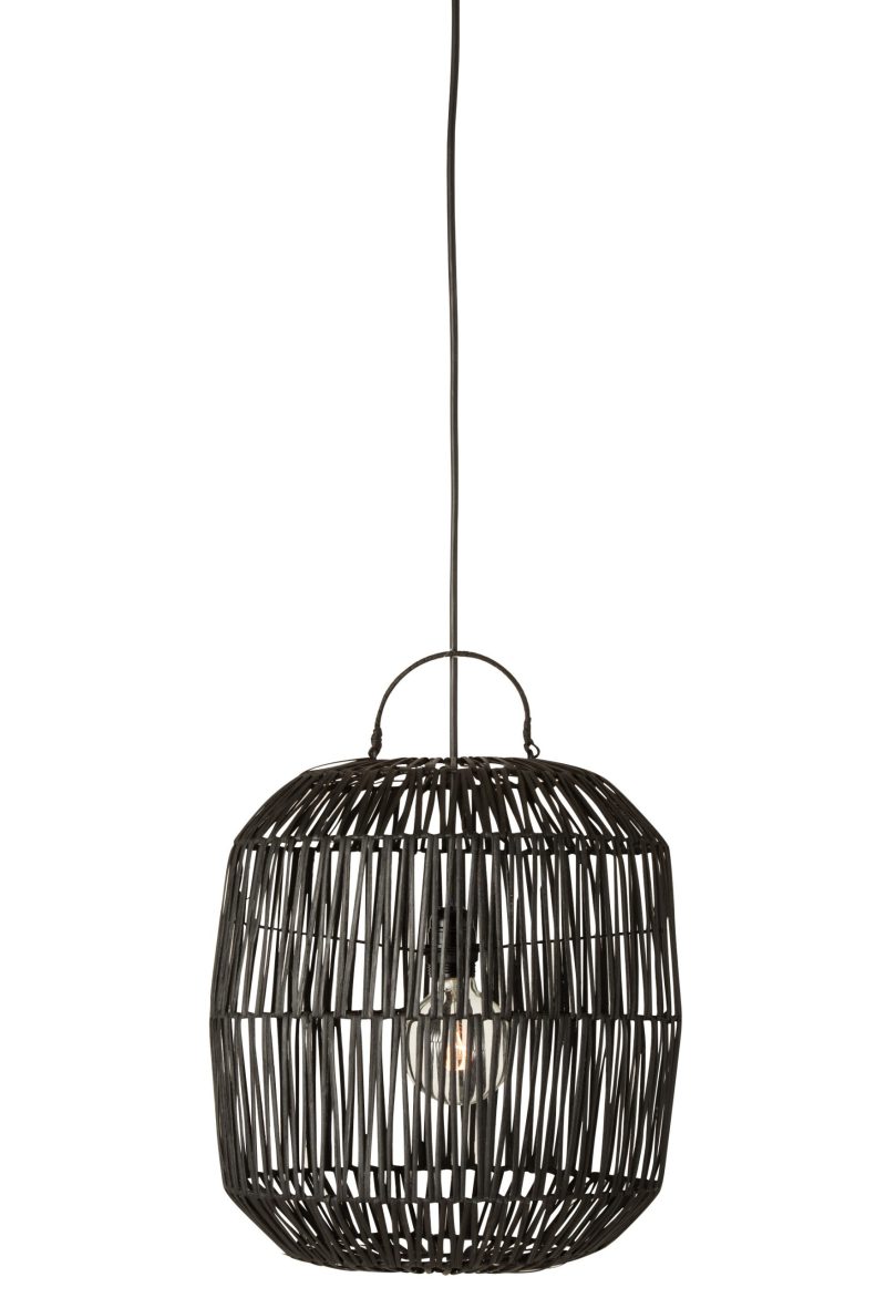 Rustieke zwarte rotan tafellamp Jolipa Maya - Afbeelding 3