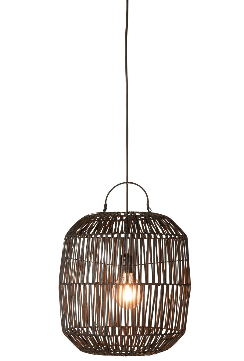 Rustieke zwarte rotan tafellamp Jolipa Maya - Afbeelding 4