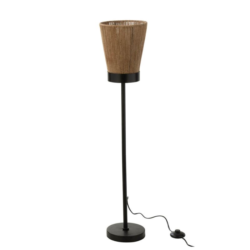 Rustieke zwarte vloerlamp met beige touw Jolipa Luna - Afbeelding 2