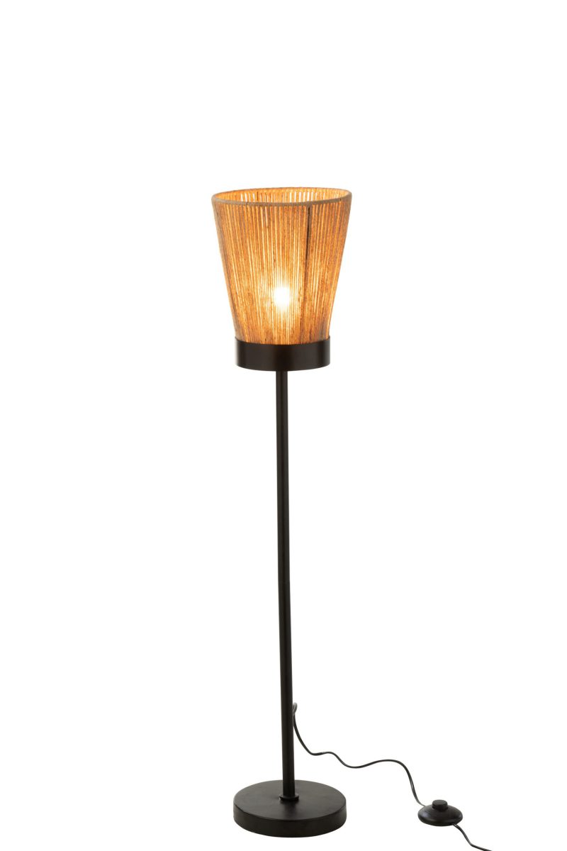 Rustieke zwarte vloerlamp met beige touw Jolipa Luna - Afbeelding 3