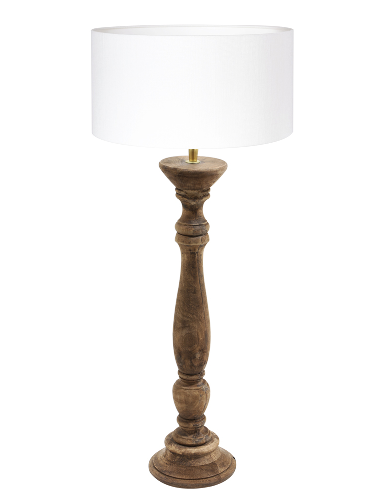 Landelijke houten schemerlamp Light Living Bellini zilveren kap