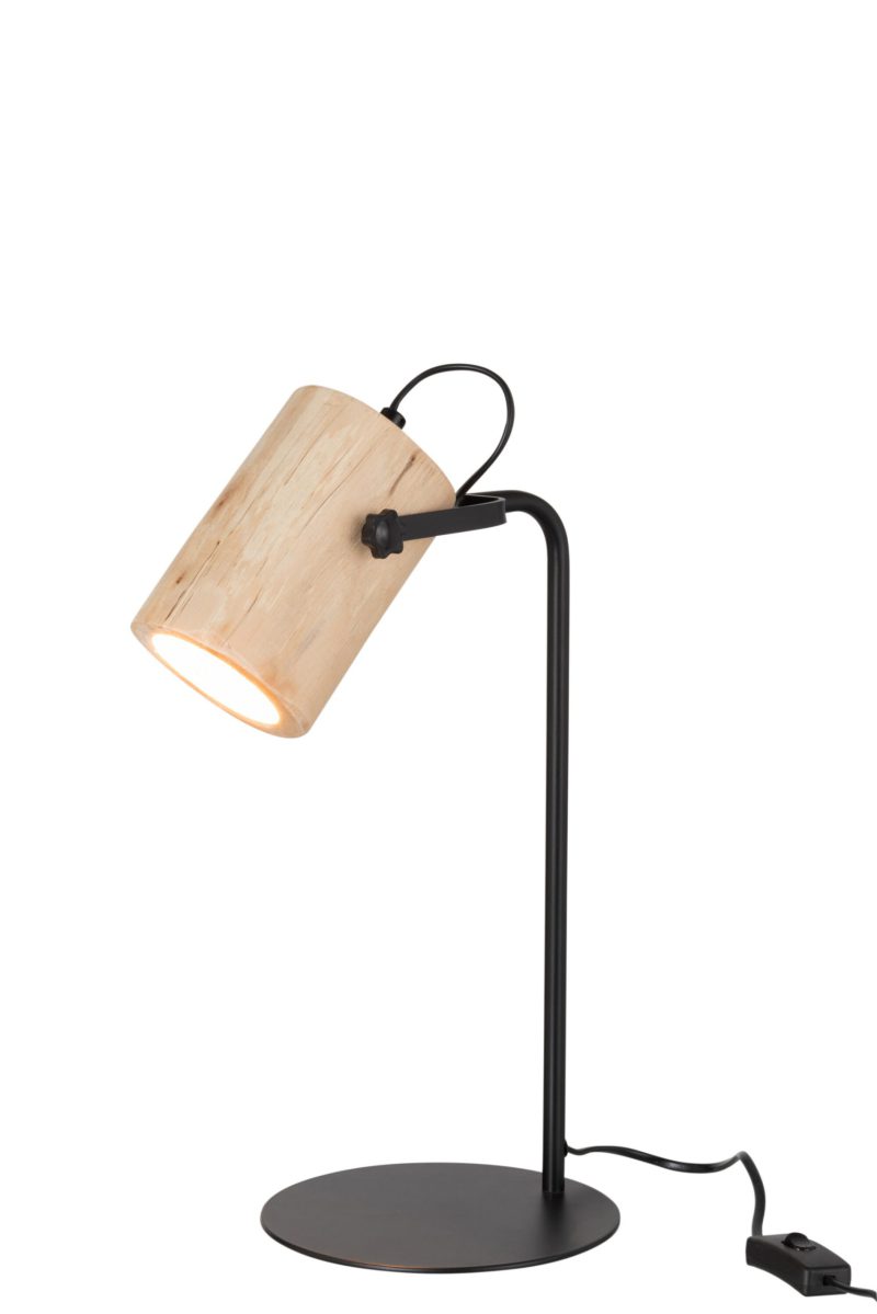 Scandinavische tafellamp zwart met hout Jolipa Silas - Afbeelding 4