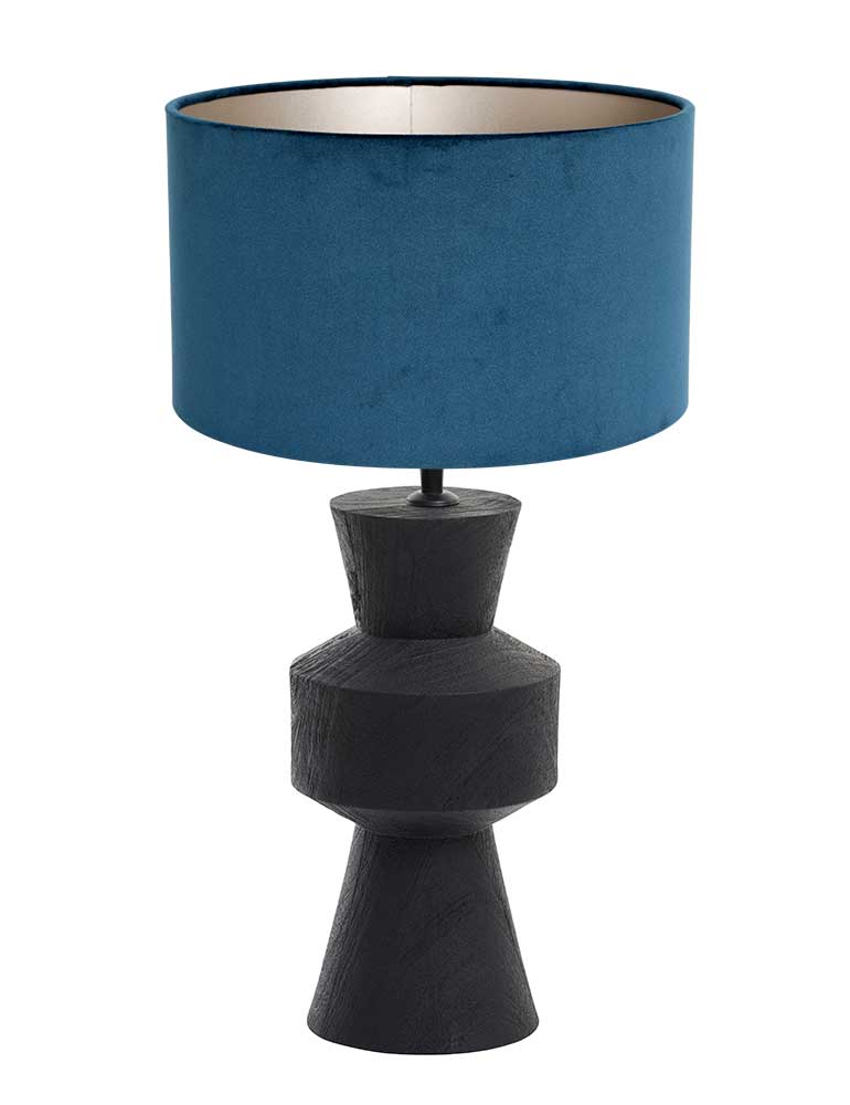 schaakstuk-lampenvoet-met-blauwe-kap-light-living-gregor-zwart-3605zw-1
