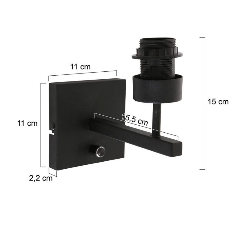 steinhauer-wandlamp-stang-zwart-metaal-lossearmatuur-e27-3085zw-1