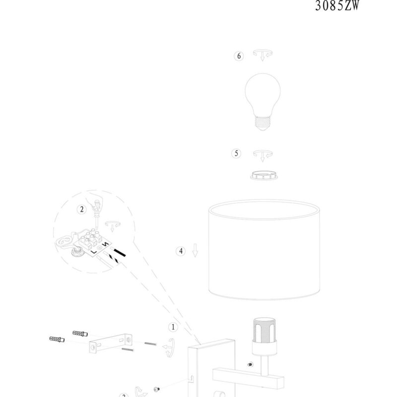 steinhauer-wandlamp-stang-zwart-metaal-lossearmatuur-e27-3085zw-1