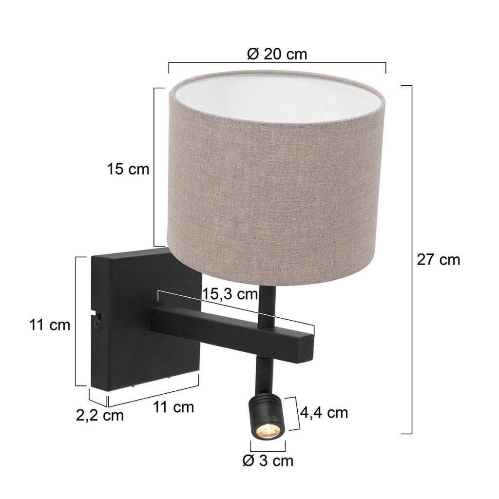 Schemerlamp wand met bruine kap Steinhauer Stang - Afbeelding 6