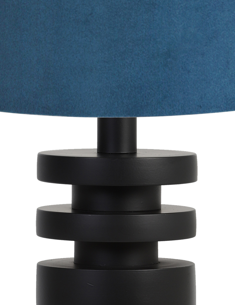 schijven-lampenvoet-met-blauwe-velvet-kap-light-living-desley-zwart-8442zw-2