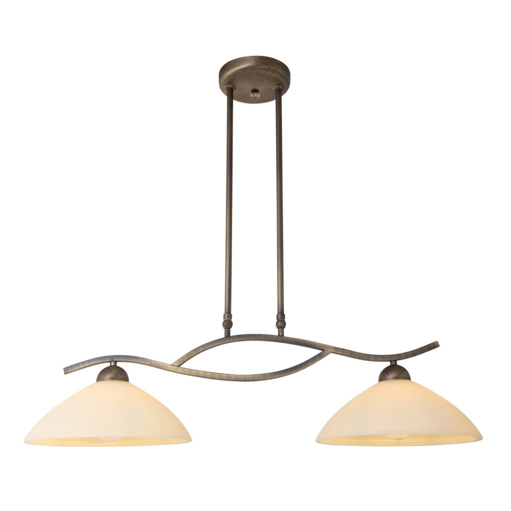 2-lichts hanglamp brons gemarmerd glas Steinhauer Capri - Afbeelding 2