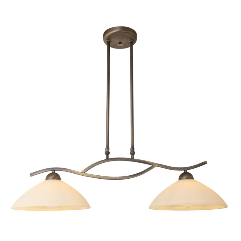 2-lichts hanglamp brons gemarmerd glas Steinhauer Capri - Afbeelding 2