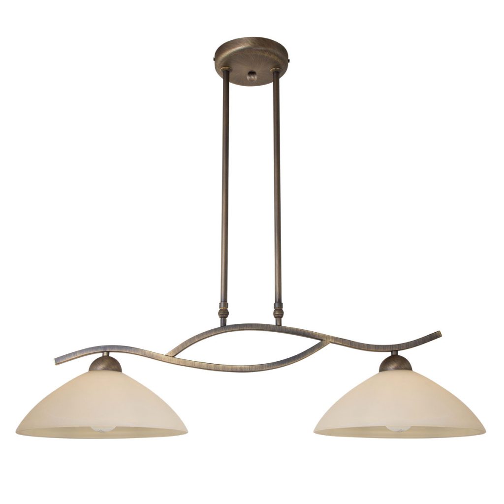 2-lichts hanglamp brons gemarmerd glas Steinhauer Capri - Afbeelding 10