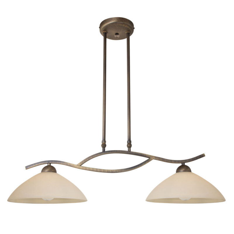 2-lichts hanglamp brons gemarmerd glas Steinhauer Capri - Afbeelding 10