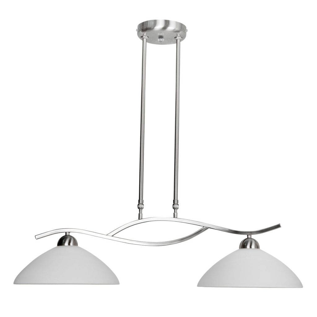 Stalen hanglamp 2-lichts kappen melkglas Steinhauer Capri - Afbeelding 2