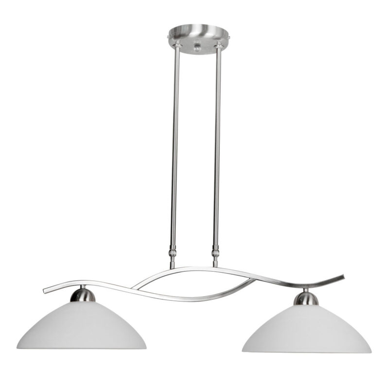 Stalen hanglamp 2-lichts kappen melkglas Steinhauer Capri - Afbeelding 2
