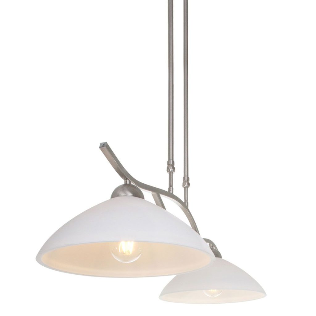Stalen hanglamp 2-lichts kappen melkglas Steinhauer Capri - Afbeelding 11