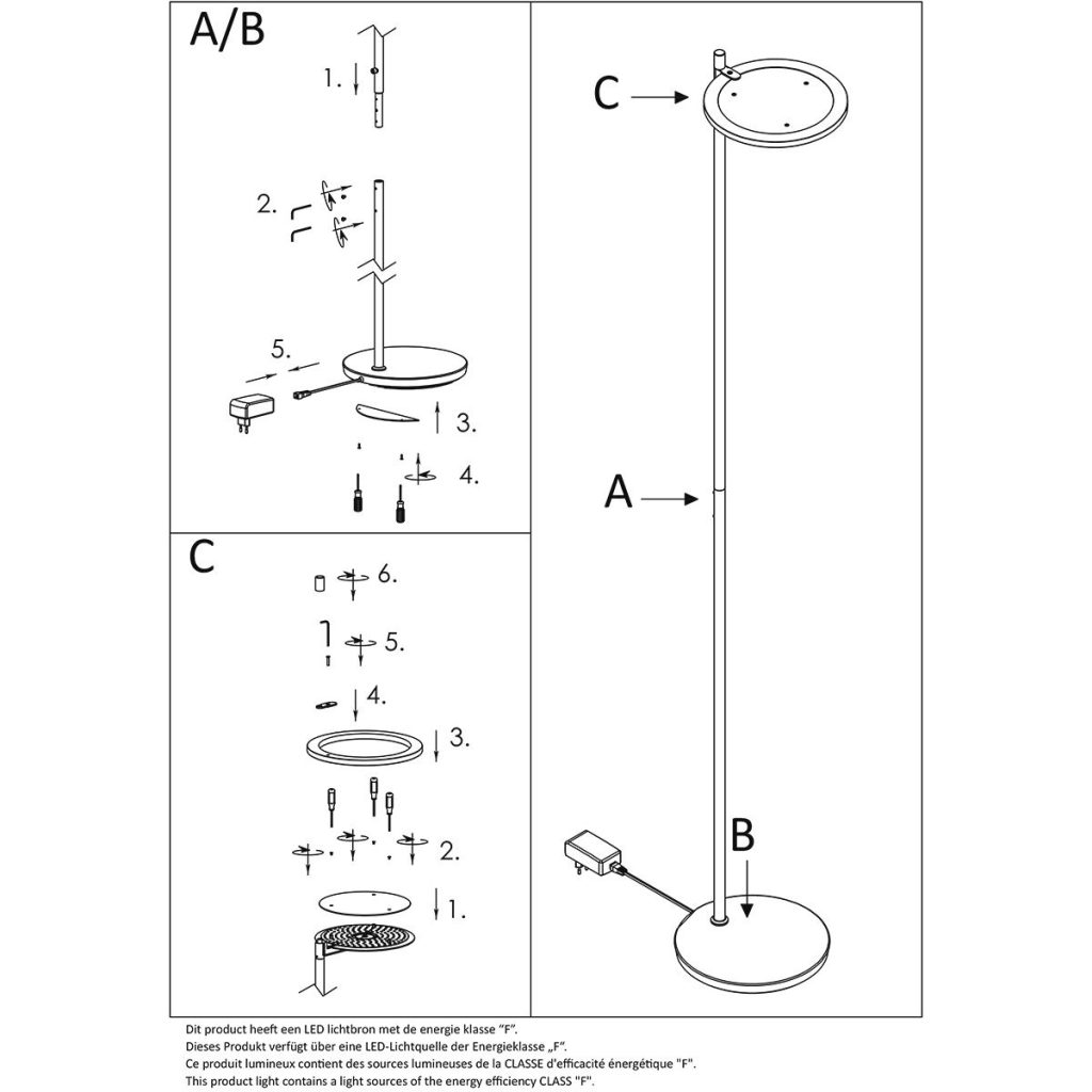 Staalkleurige uplight vloerlamp Steinhauer Turound - Afbeelding 9